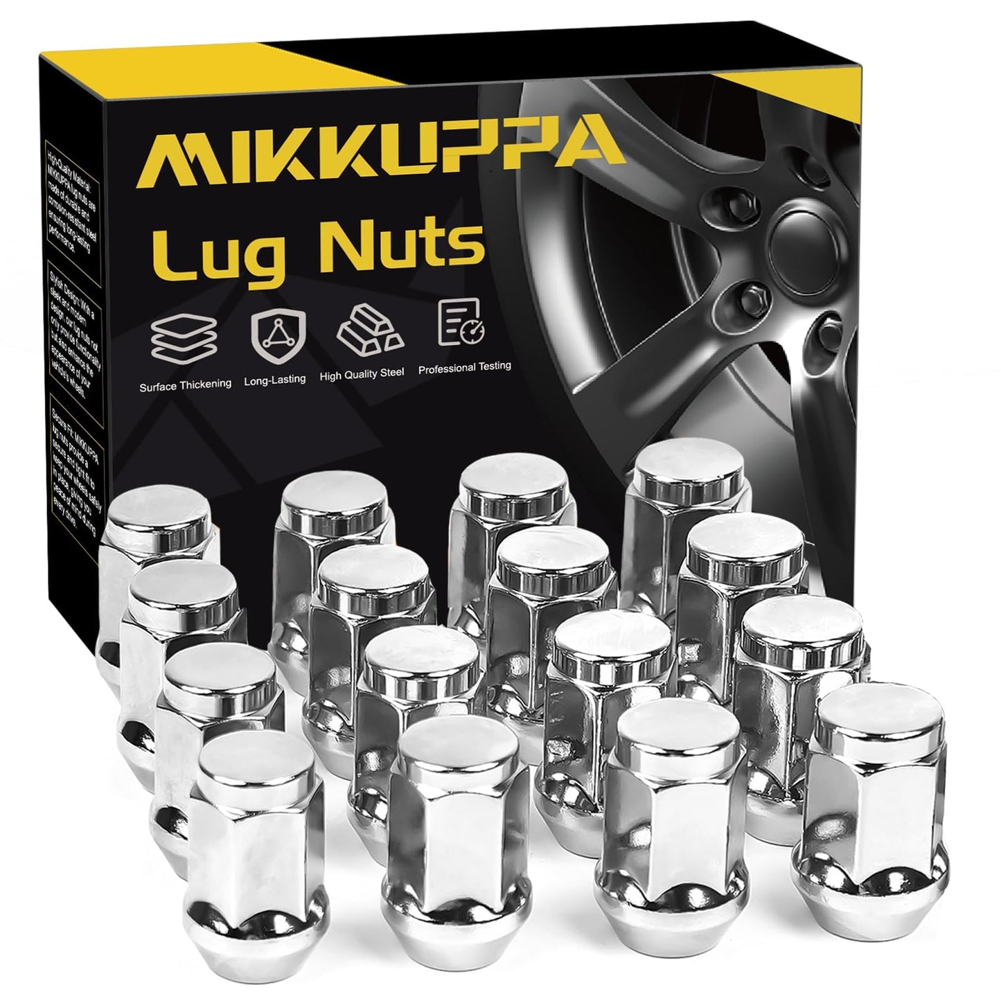 MIKKUPPA M12x1.5 Lug Nuts - Replacement for Ford Fusion Focus Escape, Honda Accord Civic CRV, Chevy Cruze Malibu, Dodge Journey, Jeep Compass Patriot Aftermarket Wheel, 20pcs Chrome Closed End Nuts