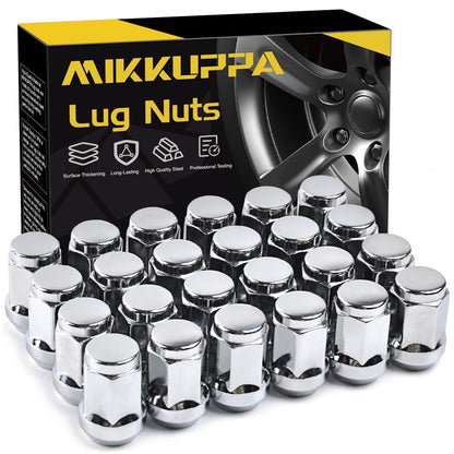MIKKUPPA M12x1.5 Lug Nuts - Replacement for Ford Fusion Focus Escape, Honda Accord Civic CRV, Chevy Cruze Malibu, Dodge Journey, Jeep Compass Patriot Aftermarket Wheel, 20pcs Chrome Closed End Nuts
