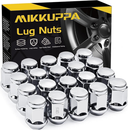 MIKKUPPA M12x1.5 Lug Nuts - Replacement for Ford Fusion Focus Escape, Honda Accord Civic CRV, Chevy Cruze Malibu, Dodge Journey, Jeep Compass Patriot Aftermarket Wheel, 20pcs Chrome Closed End Nuts